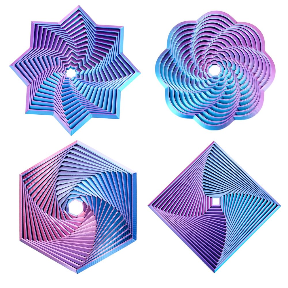 4 Pcs Fractal Fidget Hexagon,3D Printed Stress Relief Sensory Toys for ADHD,Autism,Kids&Adults,Whirling Spiral Design,Colorful Fidget Toy,Perfect for Holiday,Christmas,Birthday Gifts (Light Purple)