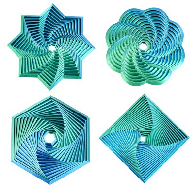 4 Pcs Fractal Fidget Hexagon,3D Printed Stress Relief Sensory Toys for ADHD,Autism,Kids&Adults,Whirling Spiral Design,Colorful Fidget Toy,Perfect for Holiday,Christmas,Birthday Gifts (Blue Green)