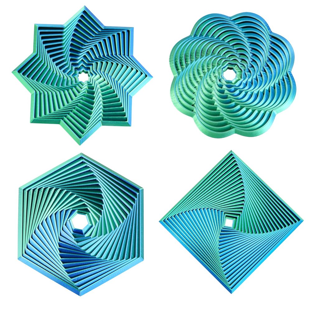 4 Pcs Fractal Fidget Hexagon,3D Printed Stress Relief Sensory Toys for ADHD,Autism,Kids&Adults,Whirling Spiral Design,Colorful Fidget Toy,Perfect for Holiday,Christmas,Birthday Gifts (Blue Green)