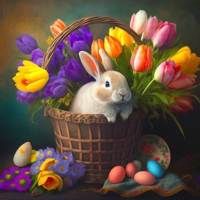 1000 Piece Easter Basket Bunny Jigsaw Puzzle Challenging and Stimulating Puzzle Game Wall Art Unique Gift