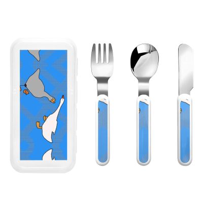 gray goose Children's tableware 3-piece set, reusable knife, fork and spoon cutlery set, portable children's food protection tableware