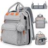Baby Diaper Bag, Backpack with Changing Table, Unisex Baby Bag, with Diaper Pad, USB Charging Port, Insulated Pacifier Case, Multifunctional Waterproof Travel Diaper Bag, Gift for Newborn Baby (Grey) view 1