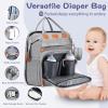 Baby Diaper Bag, Backpack with Changing Table, Unisex Baby Bag, with Diaper Pad, USB Charging Port, Insulated Pacifier Case, Multifunctional Waterproof Travel Diaper Bag, Gift for Newborn Baby (Grey) view 3