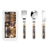 Lone Hyena Children's tableware 3-piece set, reusable knife, fork and spoon cutlery set, portable children's food protection tableware view 1