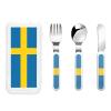 Swedish flag Children's tableware 3-piece set, reusable knife, fork and spoon cutlery set, portable children's food protection tableware view 1