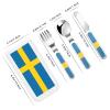 Swedish flag Children's tableware 3-piece set, reusable knife, fork and spoon cutlery set, portable children's food protection tableware view 2
