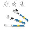 Swedish flag Children's tableware 3-piece set, reusable knife, fork and spoon cutlery set, portable children's food protection tableware view 3