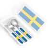 Swedish flag Children's tableware 3-piece set, reusable knife, fork and spoon cutlery set, portable children's food protection tableware view 4