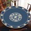 Round Mahjong Mat with Storage Bag, Mute Mahjong Table Pad, Mahjong Game Mat for Mahjong Pai Jiu Poker(Blue,90cm/35in) view 2