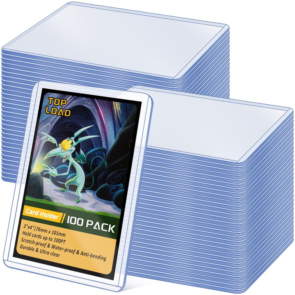 100 Pack Top Loads for Cards 3"x4" Hard Plastic Card Sleeves Baseball Card Protectors Hard Plastic Sports Card Holder for Trading Cards, Baseball Cards, Game Cards