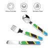 Tanzania Flag Children's tableware 3-piece set, reusable knife, fork and spoon cutlery set, portable children's food protection tableware view 3