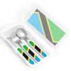 Tanzania Flag Children's tableware 3-piece set, reusable knife, fork and spoon cutlery set, portable children's food protection tableware view 4