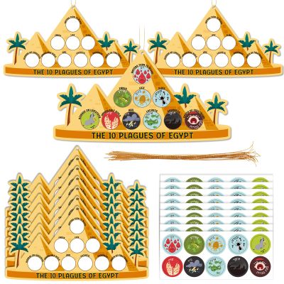 30 Set Passover Crafts Ten Plagues of Egypt Party Crafts with 10 Plagues Stickers Hanging Passover Decorations Toys Pesach Activity Games Prizes for Jewish Seder Family Sunday School favors