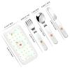 Camellia in bloom Children's tableware 3-piece set, reusable knife, fork and spoon cutlery set, portable children's food protection tableware view 2
