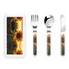 Farm Sunflower Children's tableware 3-piece set, reusable knife, fork and spoon cutlery set, portable children's food protection tableware view 1
