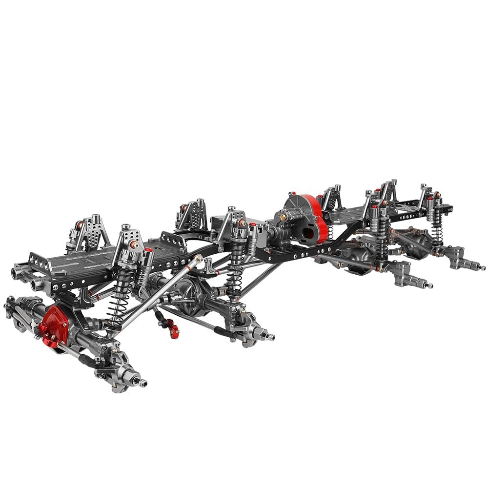 RZXYLRC 8x8 DIY Metal Upgraded RC Chassis Frame with Portal Axles Transmission for Axial SCX10 1/10 RC 8x8 Crawler Car (Gray)
