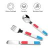 Luxembourg flag Children's tableware 3-piece set, reusable knife, fork and spoon cutlery set, portable children's food protection tableware view 3
