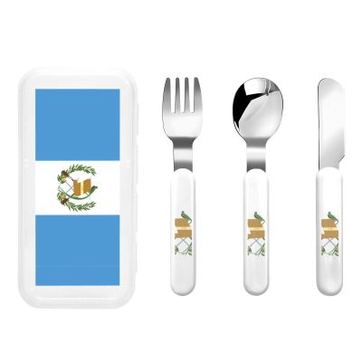 Flag of Guatemala Children's tableware 3-piece set, reusable knife, fork and spoon cutlery set, portable children's food protection tableware