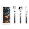 fishscale pattern Children's tableware 3-piece set, reusable knife, fork and spoon cutlery set, portable children's food protection tableware view 1
