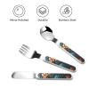 fishscale pattern Children's tableware 3-piece set, reusable knife, fork and spoon cutlery set, portable children's food protection tableware view 3