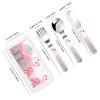 Love Flamingo Children's tableware 3-piece set, reusable knife, fork and spoon cutlery set, portable children's food protection tableware view 2