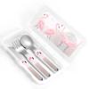 Love Flamingo Children's tableware 3-piece set, reusable knife, fork and spoon cutlery set, portable children's food protection tableware view 4