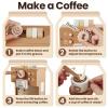 BUYGER Toy Coffee Maker for Kids, Wooden Coffee Playset Pretend Play Kitchen Accessories Gifts for Ages 3 4 5 Year Old Kids Toddler Boys Girls view 2