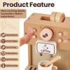 BUYGER Toy Coffee Maker for Kids, Wooden Coffee Playset Pretend Play Kitchen Accessories Gifts for Ages 3 4 5 Year Old Kids Toddler Boys Girls view 3