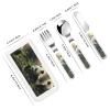 panda Children's tableware 3-piece set, reusable knife, fork and spoon cutlery set, portable children's food protection tableware view 2