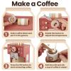 BUYGER Toy Coffee Maker for Kids, Wooden Coffee Playset Pretend Play Kitchen Accessories Gifts for Ages 3 4 5 Year Old Kids Toddler Boys Girls view 2