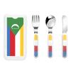 Flag of the Comoros Children's tableware 3-piece set, reusable knife, fork and spoon cutlery set, portable children's food protection tableware view 1