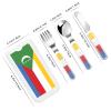 Flag of the Comoros Children's tableware 3-piece set, reusable knife, fork and spoon cutlery set, portable children's food protection tableware view 2