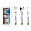 alpaca Children's tableware 3-piece set, reusable knife, fork and spoon cutlery set, portable children's food protection tableware view 1