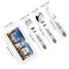 alpaca Children's tableware 3-piece set, reusable knife, fork and spoon cutlery set, portable children's food protection tableware view 2