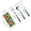 Rainbow Fish Scale Children's tableware 3-piece set, reusable knife, fork and spoon cutlery set, portable children's food protection tableware view 2