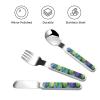 Rainbow Fish Scale Children's tableware 3-piece set, reusable knife, fork and spoon cutlery set, portable children's food protection tableware view 3