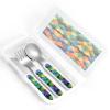 Rainbow Fish Scale Children's tableware 3-piece set, reusable knife, fork and spoon cutlery set, portable children's food protection tableware view 4
