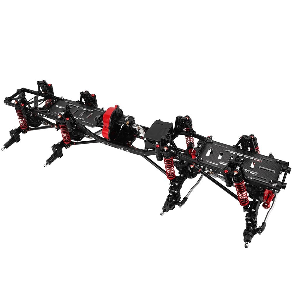 RZXYLRC 8x8 DIY Metal Upgraded RC Chassis Frame with Portal Axles Transmission for Axial SCX10 1/10 RC 8x8 Crawler Car (Black)