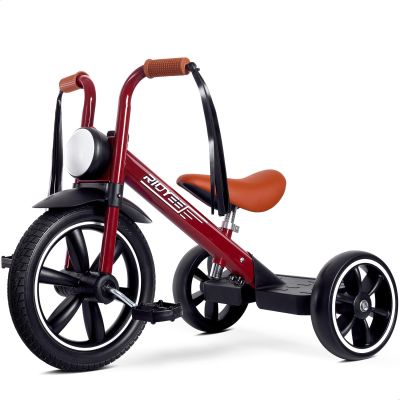 RIDYEE Toddler Tricycle for 2 to 5 Years, Tricycle for 3 Years with Front Light, Rubber Front Wheel, Soft Handlebar with Streamers, Adjustable Seat, Red