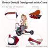 RIDYEE Toddler Tricycle for 2 to 5 Years, Tricycle for 3 Years with Front Light, Rubber Front Wheel, Soft Handlebar with Streamers, Adjustable Seat, Red view 3