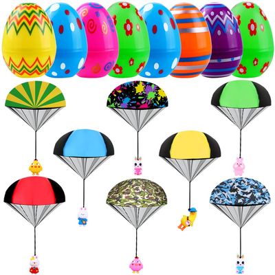 JOICEE 8 Pack Easter Egg Prefilled with Parachute Toys, Easter Basket Stuffers Gifts Hand Throw Flying Toys Filled with Animal Figures for Boys Girls Party Favors Egg Hunt Game