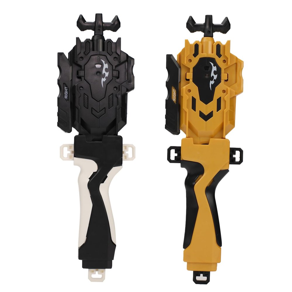 2 Pack String Launchers and Grips, Battling Burst Launcher, Left/Right Spin, Only Compatible with Burst, Two Launch Modes Gyros(Black+Golden)