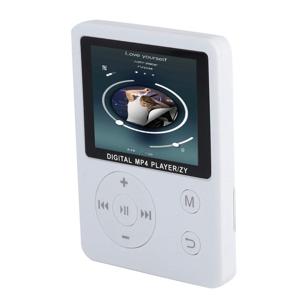 Thin Lightweight Portable MP3, MP4 Music Player with Speaker Earphone HiFi Lossless Sound and TF Card Slot,Multifunctional Player, 1.8 inch Screen, 32GB (White)