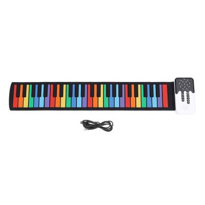 49 Keys Foldable Colorful Keyboard Piano, Portable Electric Piano Keyboard with 8 Tones, 6 Demo Songs, Rechargeable Roll Up Music Keyboard for Kids Beginners