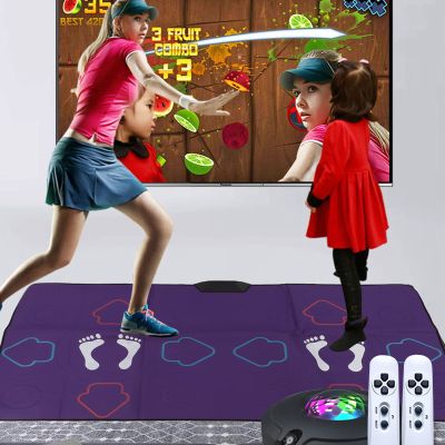 flexman Dance Mat for Kids and Adults, Double User TV Wirelessly Dance Mat with HD AR Camera 2 Remote Control, Musical Electronic Non Slip Dancing Step Pad for Home Gyms