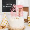 12 PCS Glitter Pink 'She Believed She Could So She Did' Cake Toppers, 6.2x5.3 Inches Graduation Cap Food Picks for Girls, Large Inspirational Desserts Decoration for High School College Party Supplies view 4