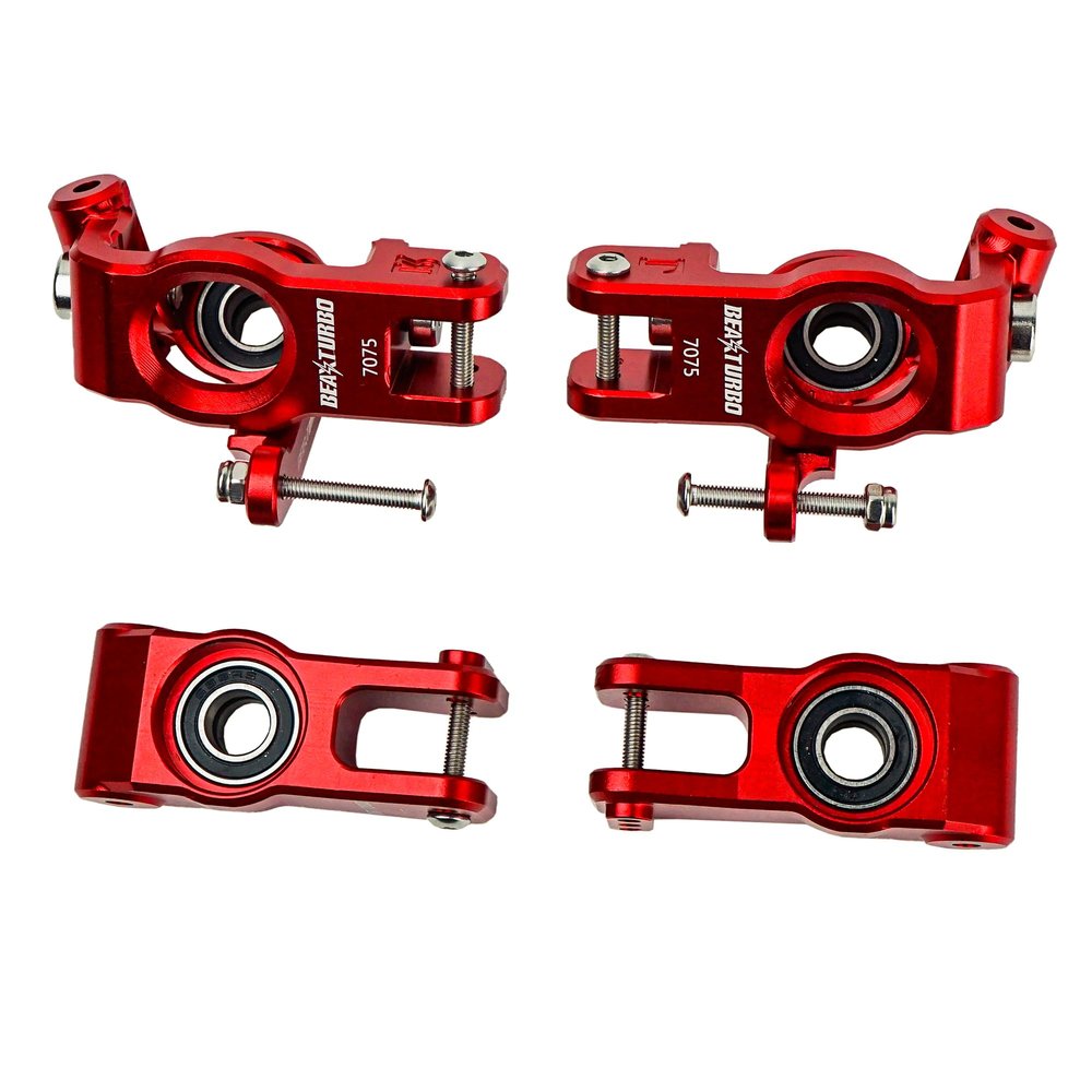 BeaxTurbo Racing Upgrade Parts Aluminum #7075 Spindle Carrier Set+Rear Hub for Losi 8IGHT-X Lasernut 1/6 (red)