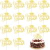 12 Pack Glitter Congrats Grad Cake Toppers, 6.2x4.6 Inches Glittery Graduation Cap Food Picks, Large High School College Graduation Theme Desserts Decorations for Class of 2026 Prom Party Supplies view 1