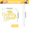 12 Pack Glitter Congrats Grad Cake Toppers, 6.2x4.6 Inches Glittery Graduation Cap Food Picks, Large High School College Graduation Theme Desserts Decorations for Class of 2026 Prom Party Supplies view 2