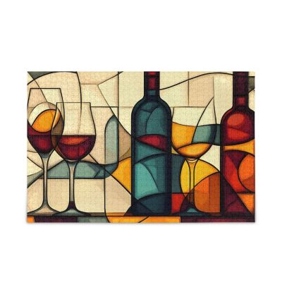ZRYSMY Jigsaw Puzzle Wine Red Stain Glass for Adults 1000 Pieces, Impossible Challenging Hard Nature Difficult Puzzles for Adults Jigsaw Puzzle for Family Games Party Entertainment